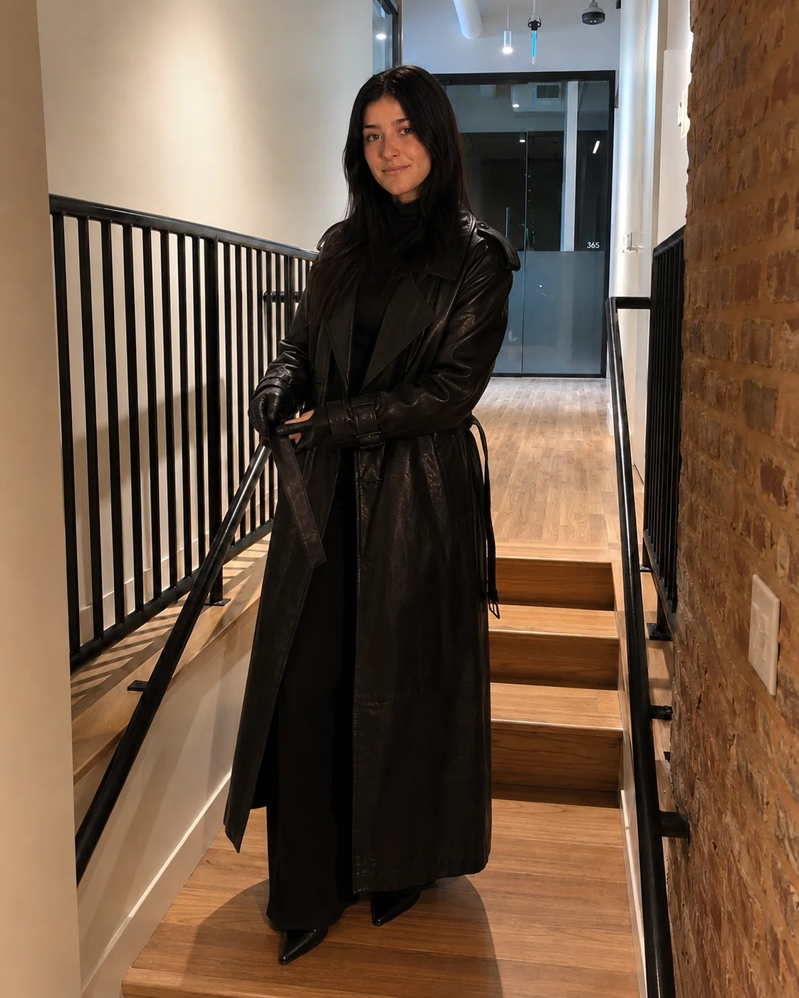 Fashion portrait in black leather